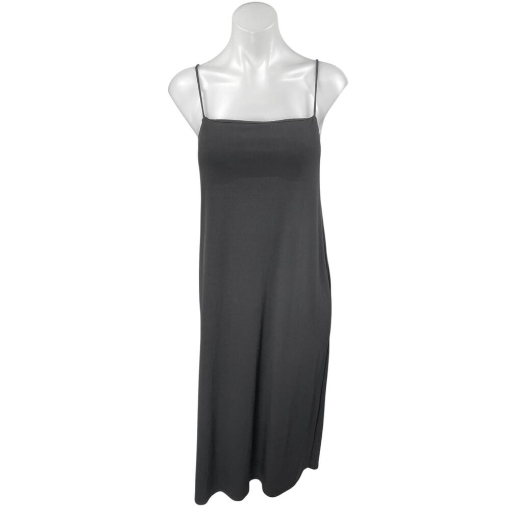 Zara Black Sleeveless Square Neck Cami Camisole Tank Midi Slip Dress Size S